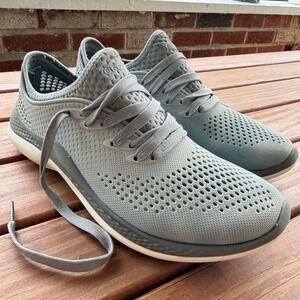 Crocs LiteRide 360 Pacer Womens 9 Mens 7 Grey Lace Up Sneakers 206705